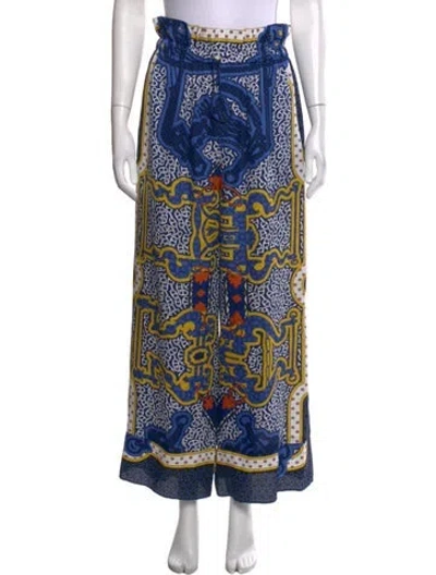 Pre-owned Hermes Silk Wide Leg Pants W/ Tags In Blue