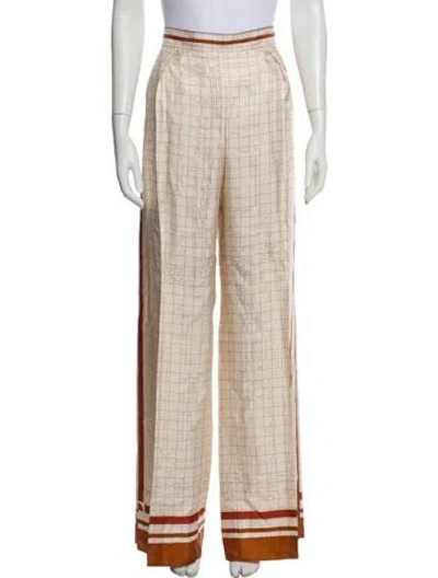 Pre-owned Hermes Silk Wide Leg Pants W/ Tags In Neutral