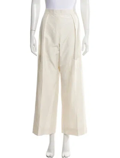 Pre-owned Hermes Silk Wide Leg Pants In White