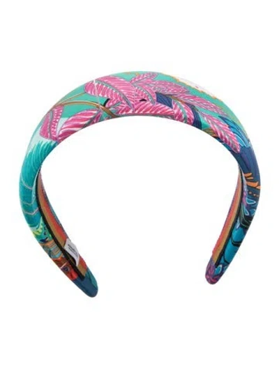 Pre-owned Hermes Silk Wild Singapore Gina Headband In Blue