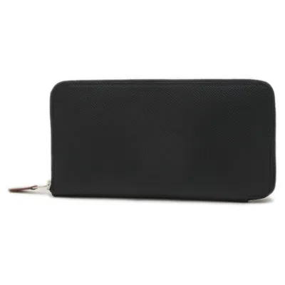 Pre-owned Hermes Silk'in Black Epsom Leather Coin Purse/coin Case ()