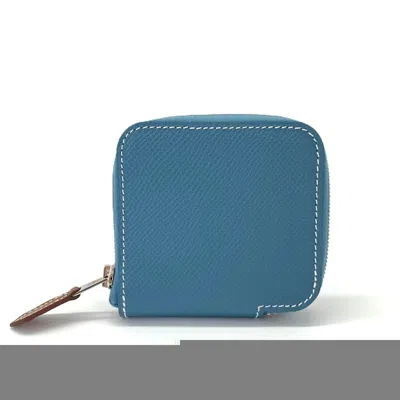Pre-owned Hermes Silk'in Blue Leather Silk Coin Purse/coin Case ()