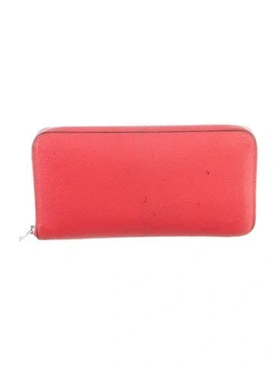 Pre-owned Hermes Silk'in Classic Wallet In Red