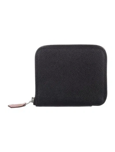 Pre-owned Hermes Silk'in Compact Wallet In Black
