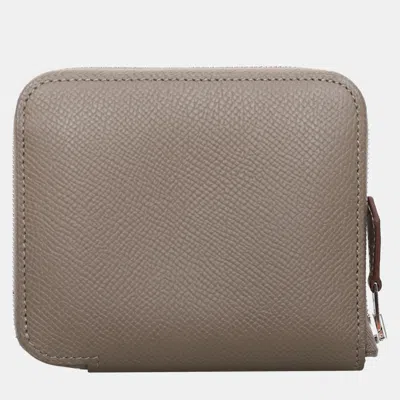 Pre-owned Hermes Silk'in Compact Wallet In Brown