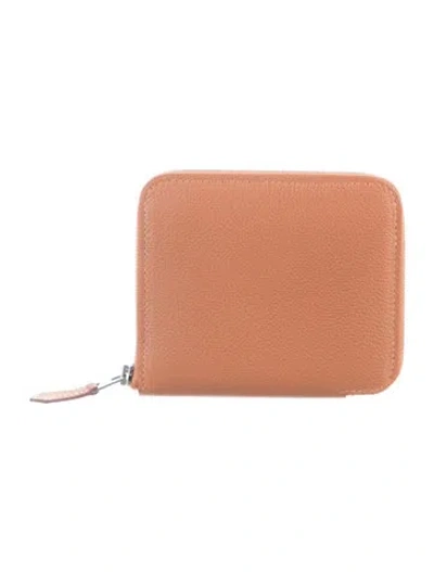 Pre-owned Hermes Silk'in Compact Wallet In Brown