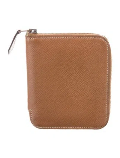 Pre-owned Hermes Silk'in Compact Wallet In Brown