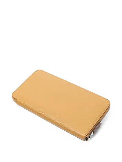 Pre-owned Hermes Silk'in Epsom Leather Wallet In Yellow