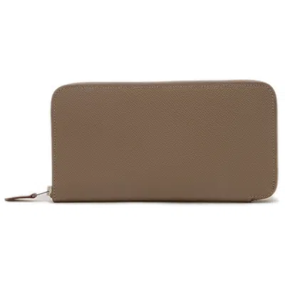 Pre-owned Hermes Silk'in Etoupe Gray Epsom Leather Coin Purse/coin Case ()