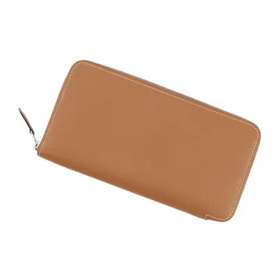 Pre-owned Hermes Silk'in Gold Epsom Leather Long Wallet (bi-fold) ()