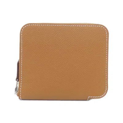 Pre-owned Hermes Silk'in Gold Epsom Leather Silk Coin Purse/coin Case ()