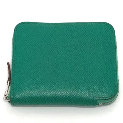 Pre-owned Hermes Silk'in Green Epsom Leather Coin Purse/coin Case ()