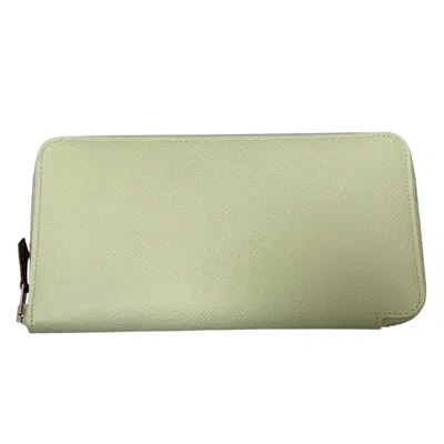 Pre-owned Hermes Silk'in Jaune Epsom Leather Long Wallet (bi-fold) () In Yellow