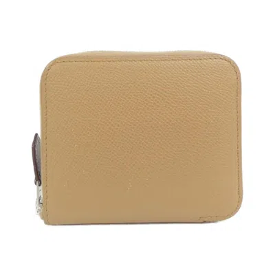 Pre-owned Hermes Silk'in Jaune Epsom Leather Silk Coin Purse/coin Case ()