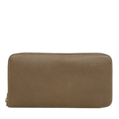 Pre-owned Hermes Silk'in Leather Wallet () In Beige