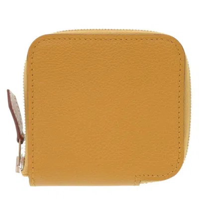 Pre-owned Hermes Silk'in Leather Wallet () In Yellow