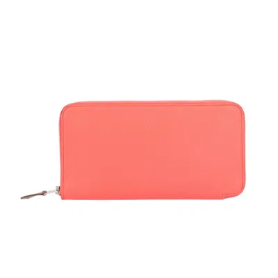 Pre-owned Hermes Silk'in Orange Epsom Leather Long Wallet (bi-fold) ()