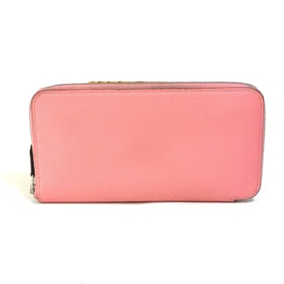 Pre-owned Hermes Silk'in Pink Epsom Leather Long Wallet (bi-fold) ()