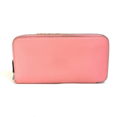 Pre-owned Hermes Silk'in Pink Epsom Leather Long Wallet (bi-fold) ()