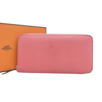 Pre-owned Hermes Silk'in Pink Rose Azalee Epsom Leather Long Wallet (bi-fold) () In Pink, Rose Azalee