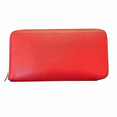 Pre-owned Hermes Silk'in Red Color Leather Wallet (bi-fold) ()