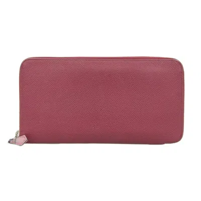 Pre-owned Hermes Silk'in Red Color Rouge H Courchevel Leather Long Wallet (bi-fold) ()