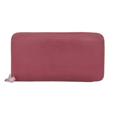 Pre-owned Hermes Silk'in Red Color Rouge H Courchevel Leather Long Wallet (bi-fold) () In Red Color, Rouge H