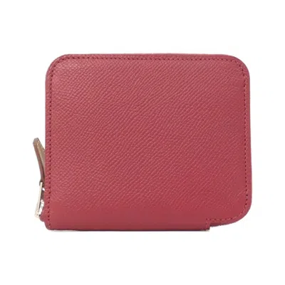 Pre-owned Hermes Silk'in Rose Eglantine Epsom Leather Silk Coin Purse/coin Case ()