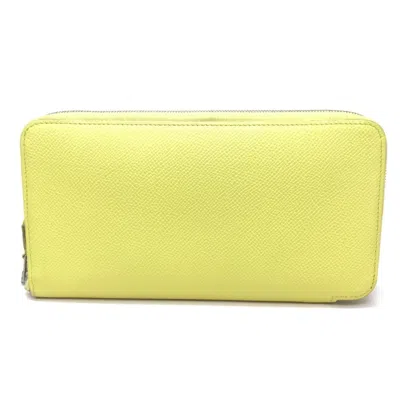 Pre-owned Hermes Silk'in Soufre Yellow Epsom Leather Silk Long Wallet (bi-fold) ()