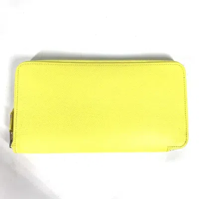 Pre-owned Hermes Silk'in Yellow Epsom Leather Long Wallet (bi-fold) ()