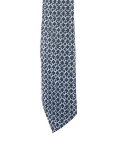 Pre-owned Hermes Silky Blue Pattern Print Tie