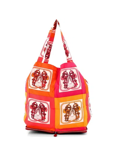 Pre-owned Hermes Silky Pop Printed Silk Tote Bag In Multi