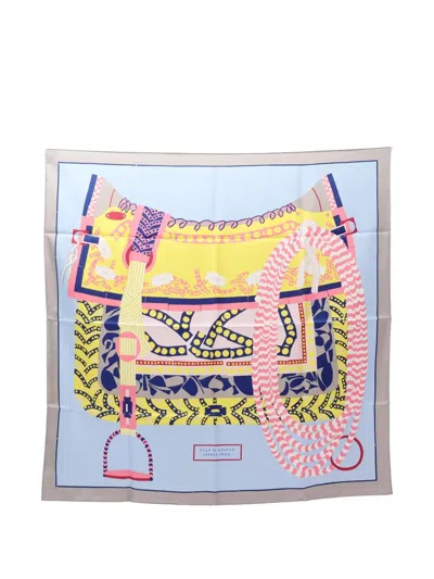 Pre-owned Hermes Silla De Gaucho Scarf In Blue