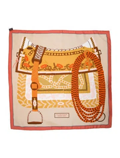 Pre-owned Hermes Silla De Gaucho Silk Scarf In Pink