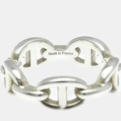 Pre-owned Hermes Hermès Silver 925 Chaine D'ancre No Stone Fashion Band Ring