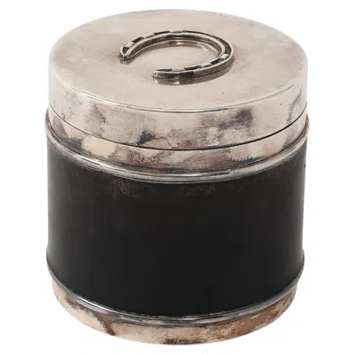 Pre-owned Hermes Silver And Leather Box By , Italy, C. 1960 In Black