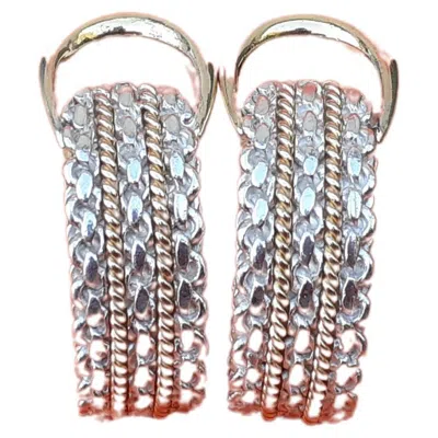 Pre-owned Hermes Hermès Silver And Yellow Gold Clip-on Earrings Half Hoops