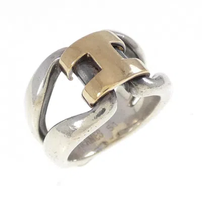 Pre-owned Hermes Silver Band Ring ()