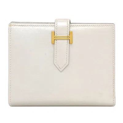 Pre-owned Hermes Silver Box Calf Leather Wallet (bi-fold) ()
