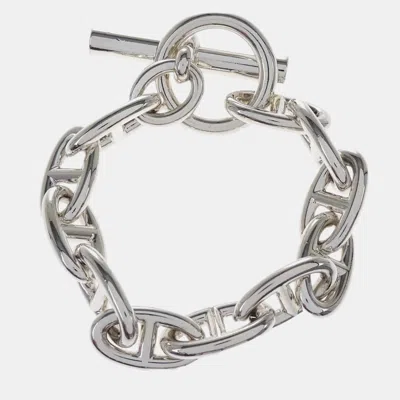 Pre-owned Hermes Chaine D'ancre Chain Bracelet Silver Gm