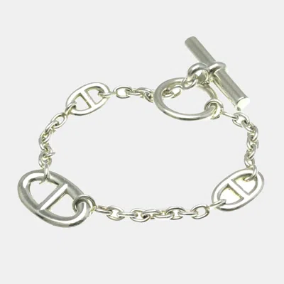 Pre-owned Hermes Silver Chaine D'ancre Lg Chain Bracelet