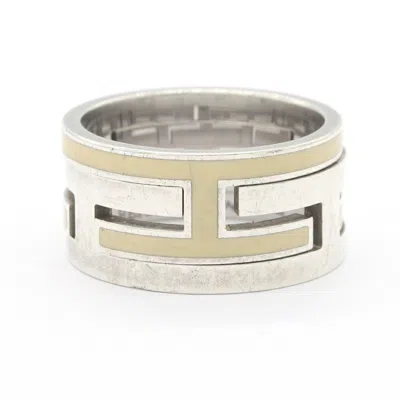 Pre-owned Hermes Silver Cream Sterling Silver 925 Band Ring ()