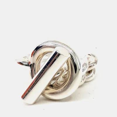 Pre-owned Hermes Hermès Silver Croisette Ring In Multicolor