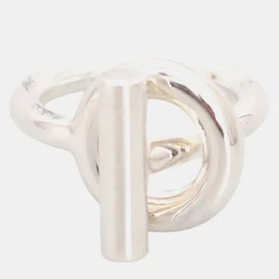 Pre-owned Hermes Silver Echappee Ring Eu 51
