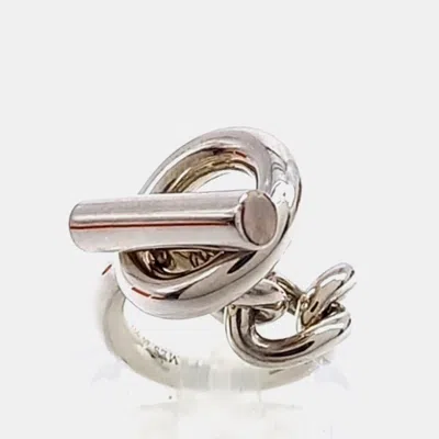 Pre-owned Hermes Hermès Silver Echarfé Ring In Multi