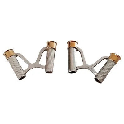 Pre-owned Hermes Hermès Silver Gold Cufflinks Bullet Casing Shotgun Shells Cartridges In Multi