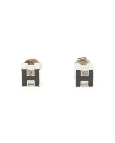 Pre-owned Hermes Hermès Silver H Cube Earrings In Multi