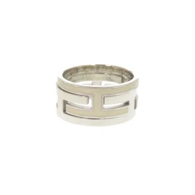 Pre-owned Hermes Silver Ivory Silver 925 Band Ring () In Silver, Ivory