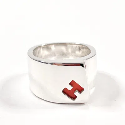 Pre-owned Hermes Silver Orange Silver 925 Band Ring ()