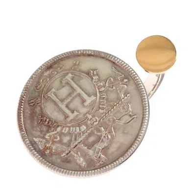 Pre-owned Hermes Silver Pink Gold Band Ring ()